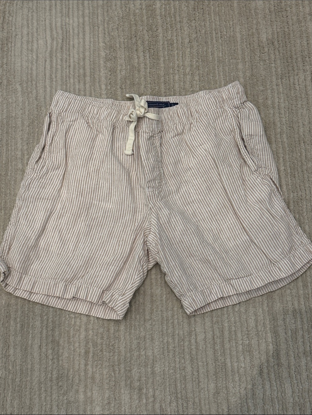 Vineyard Vines Striped Drawstring Linen Shorts